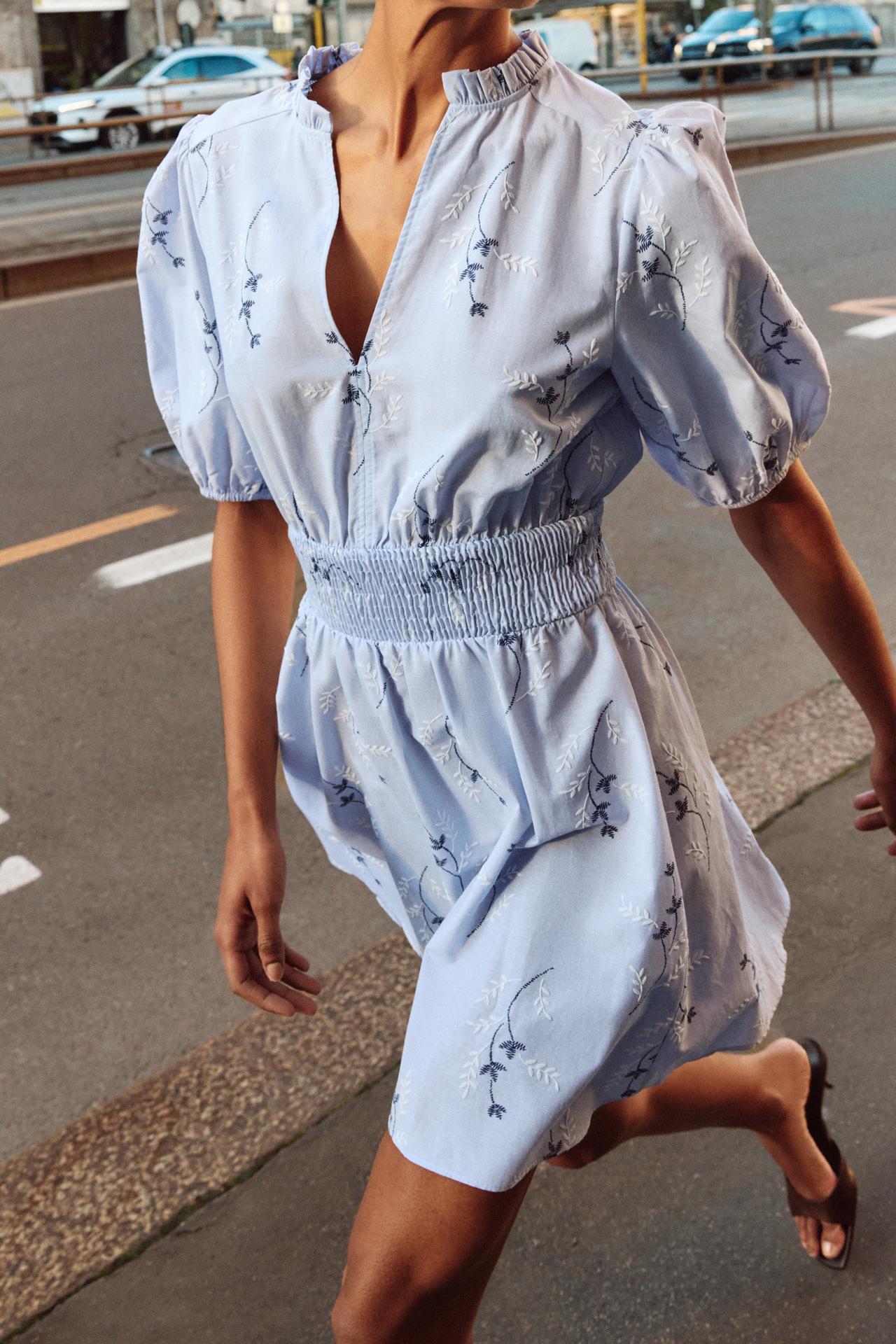 Blue floral mini dress