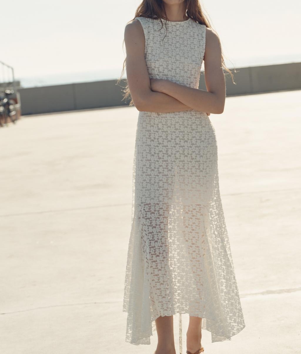 White lace midi dress