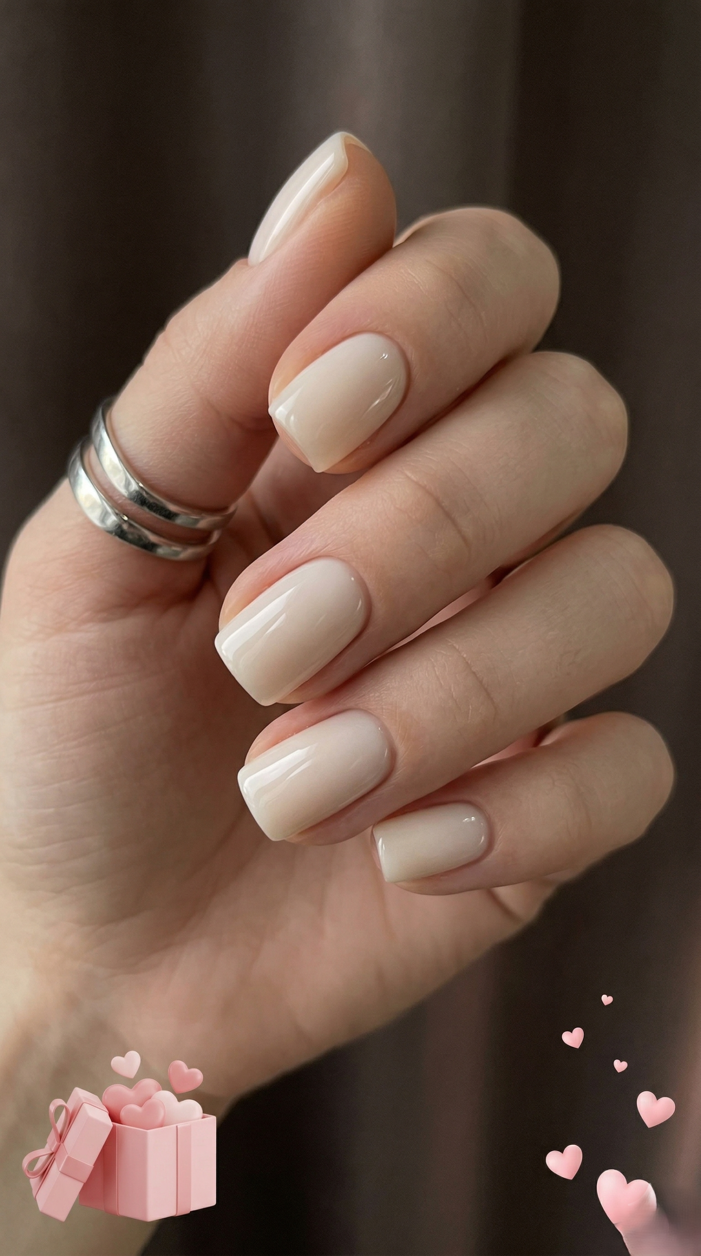 Creamy nude short square press-on nails - elegant minimalist aesthetic