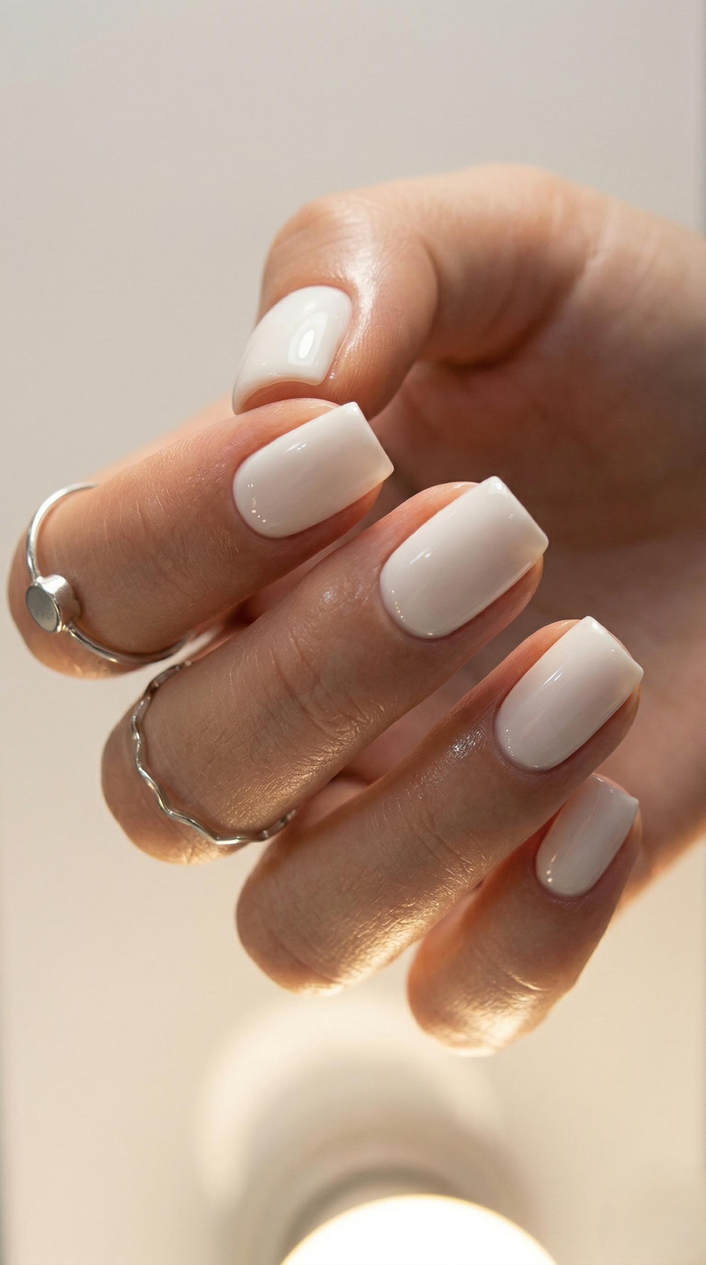 Clean solid white short square press-on nails
