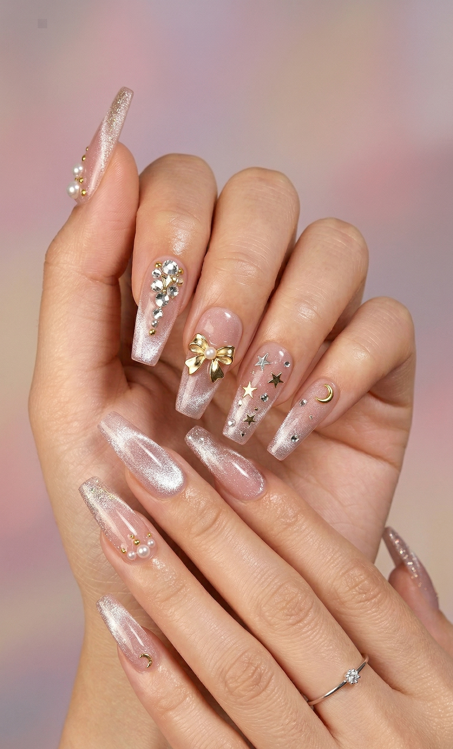 gel nail designs at home nail design pearl rhinestone Y2K 2026