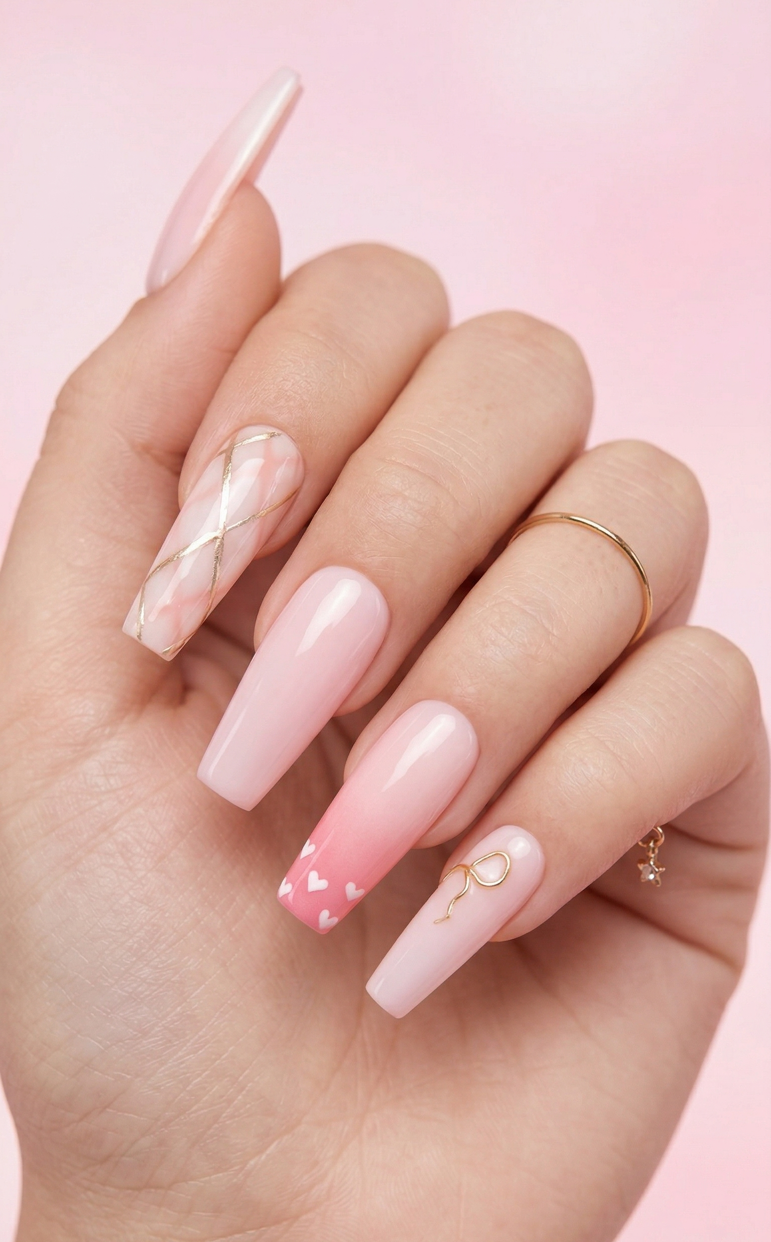 gel nail designs at home nail design pink ombre ballerina 2026