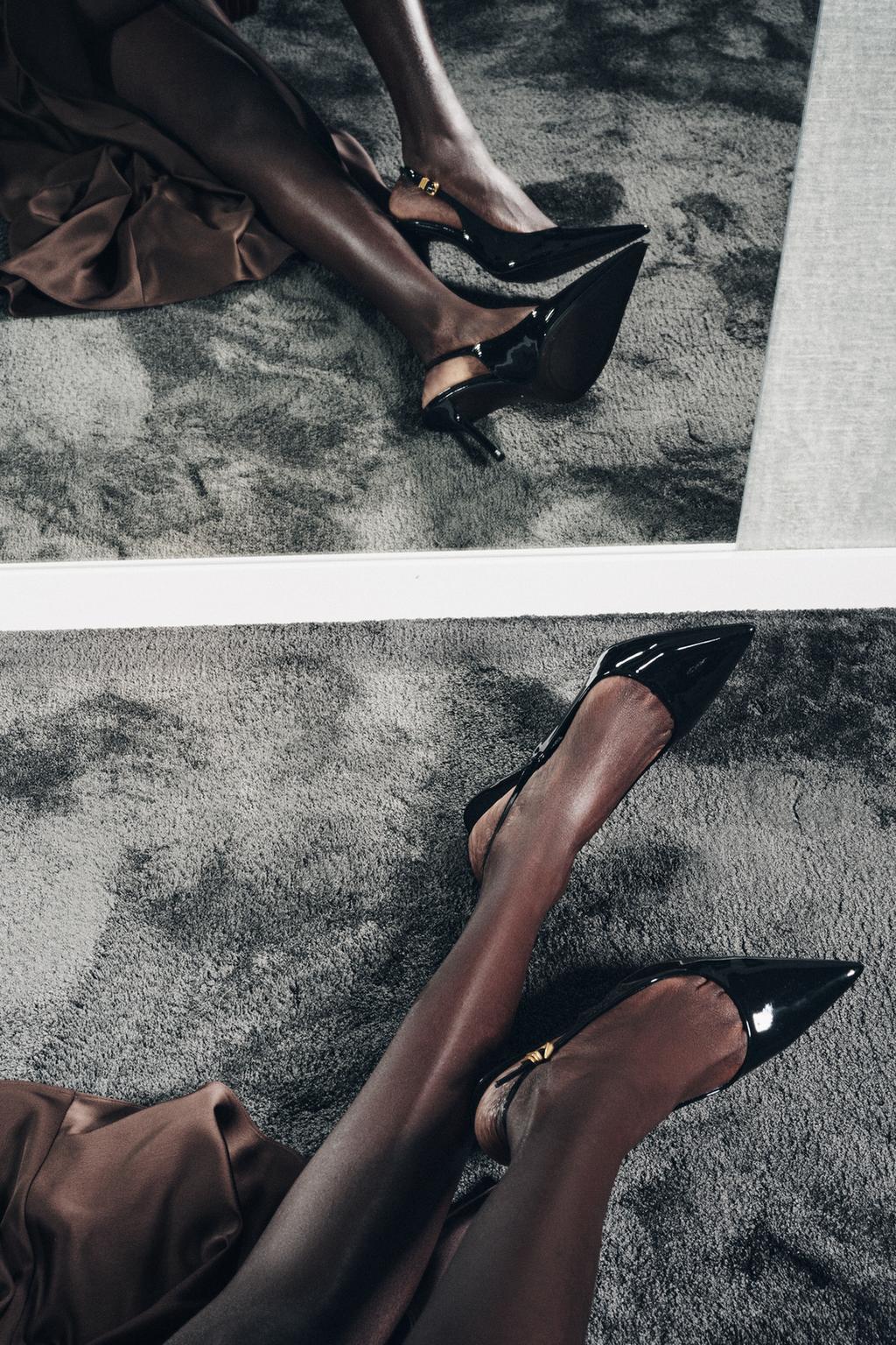 Black Patent Slingback Heels
